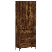 Vidaxl Visoka komoda dimljen hrast 69,5x34x180 cm inženirski les