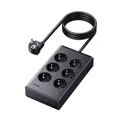UGREEN S622 produžni kabel s 6 AC+3 USB+Type-C utičnica, 20 W, PD brzo punjenje 3.0 + 150 cm kabel za napajanje, CRNA 75141