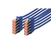 CAT 6 S-FTP patch cord, Cu, LSZH AWG 27/7, length 3 m, 10 pieces, color blue