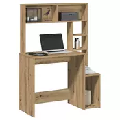 Vidaxl vidaXL Pisalna miza s policami, umetniški hrast, 100x45x140 cm