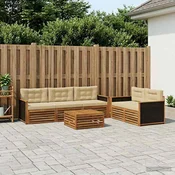 vidaXL Zunanja garnitura za sedenje 6 kos Naravna in bež
