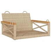 Vidaxl Gugalna klop bež 63x62x40 cm poli ratan