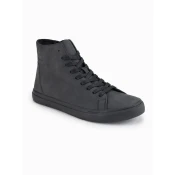 Ombre Mens high-top sneakers with matte texture and embossed logo - black