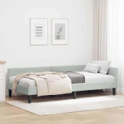 Kutni okvir kreveta Svijetlo siva 100 cm x 200 cm Baršun