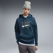 PUMA Sport Logo Play Fleece Hoodie Men, Clothing, Midnight Petrol, S