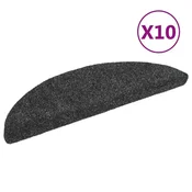 Vidaxl Preproge za stopnice samolepilne 10 kosov 56x17x3 cm temno sive polkrožne
