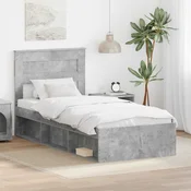 Krevetna konstrukcija Beton 90 x 200 cm Cvrsto borovo drvo