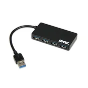 iBOX USB 3.2 Gen 1 razdelilnik iBox IUH3F56, 4 vrata, 5000 Mbit/s, črn