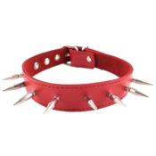 ROUGE Leather Spiked Collar with 1 inch Spikes Red