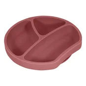 Opečnato oranžen silikonski otroški krožnik 19x20,5 cm Dusky Pink – Kindsgut