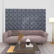 vidaXL Stenske plošče 12 pcs Origami Sivi 50 x 50 cm XPS Pena