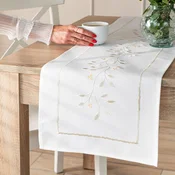 shumee Namizni prt Melody Green z belo tkanino, vezenino z rastlinami 38x160 cm