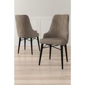 Hanah Home set trpezarijskih stolica Neta 8 kom, kapucino tkanina Babyface, crne drvene noge