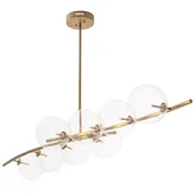 Casa Padrino luxury halogen chandelier antique brass 177 x 56 x H. 88.5 cm - Living room chandelier with round glass lampshades - Hotel chandelier - Restaurant chandelier - Luxury quality