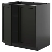 METOD Podni element s policama/2 vrata, Crnosiva/Lerhyttan crno bajcovano, 80x60 cm