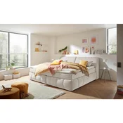 MID.YOU POSTELJA BOXSPRING 200 cm  x 240 cm , tekstil, leseni material krem barve