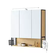 Songmics Kopalniško ogledalo z omarico 145x70x70 cm hrast