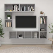 4-dijelni set TV ormarica siva boja betona drveni