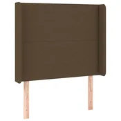 Vidaxl Vzglavje z ušesi temno rjavo 93x16x118/128 cm blago