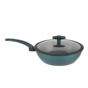 Nelepljiva aluminijasta ponev wok Sea Line s stekleno pokrovko 28cm 54488