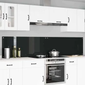 vidaXL Zaščita za kuhinjo 2 pcs Črna 120 x 50 cm kaljeno steklo