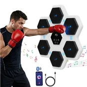 Nikcorp Pametna boksarska tarča z Bluetooth zvočnikom in LED lučmi, stenska vadbena naprava za boks, 6 stopenj hitrosti, 3 stopnje ritma, ABS material, 44x44x5 cm, baterija 2000 mAh, za otroke in odrasle