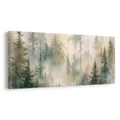 Slika zasanjan smrekov gozd v meglici - 80x40