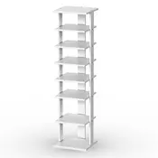 Northix Leseno stojalo za čevlje - 8-nadstropni vertikalni organizator, bel