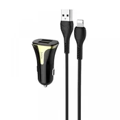 HOCO avtopolnilec Z31 3.0 QC s kablom 1m Lightning iPhone 12 - črno zlat