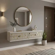 Hanah Home komoda Moka 120, 120 cm, bela / travertin / zlatna