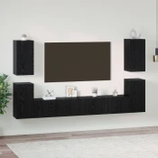 vidaXL Komplet TV omaric s polico Drugo 7 pcs Črni hrast Konstruiran les