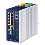 PLANET IP30 DIN-rail Industrial L3 Managed Gigabit Ethernet (10/100/1000) Power over Ethernet (PoE) Blue, Grey