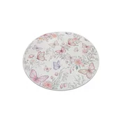 RugsX BAMBINO 61450 krog pralna preproga Metulji za otroke protizdrsna - krema/roza cercle 100 cm, (5000359114)
