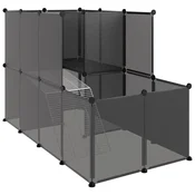 Vidaxl Ograda za male živali črna 142x74x93 cm PP in jeklo