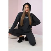 Insulated cotton set, sweatshirt with embroidery + Graphite trousers