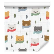 Tapeta s karo vzorcem drevesnih listov medvedka za dnevno sobo in spalnico 50x1000 cm
