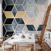 shumee Foto tapeta - Modri geometrijski vzorec