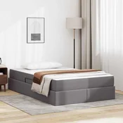 Krevet s madracem i skladištem s madracem 2 pcs Siva Koža