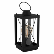 EGLO stona lampa BRADFORD 1 E27 40,5 cm crni fenjer providno staklo 43624