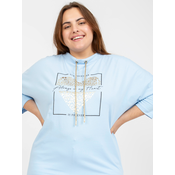 Light blue blouse for everyday wear with 3/4 sleeves