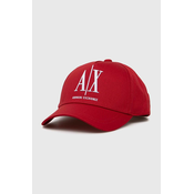 Bombažna kapa Armani Exchange rdeča barva