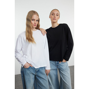 Trendyol Black-White 2-Pack 100% Single Jersey Oversize/Wide Cut Knitted T-Shirt