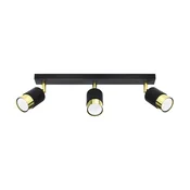 SOLLUX lighting Stropna svetilka, črna, podolgovata, trojna, zlati senčnik, 3xGU10 10W, NERO SL.1071, Sollux Lighting