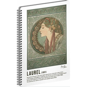 Spiralni zvezek Alfons Mucha - Laurel, podložen