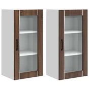 Vidaxl Stenski stekleni omarica PORTO 2 szt. Rjav hrast 40 x 31 x 80 cm