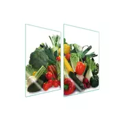 shumee STEKLENI ZAŠČITNI KROŽNIK ZA KUHINJO 2x35x52 ZELENJAVA