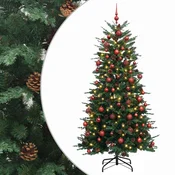 Vidaxl Umjetno božično drevo z okrasnimi kroglami 240 cm 300 LED
