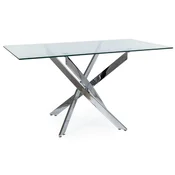 Casa Padrino luxury dining table silver 140 x 80 x H. 75 cm - Rectangular dining room table with tempered glass top - Dining room furniture - Kitchen furniture