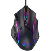 C-TECH Akali gaming miška (GM-15), za običajne igre, 12800 DPI, RGB osvetlitev, USB, črna