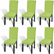 VIDAXL ravne raztegljive prevleke za stole (6 kosov), zelene